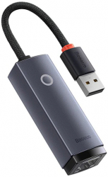 Adaptor placa de retea Baseus Lite WKQX000013 USB 2.0 - RJ-45 10\/100 Mbps metalic LED gri 