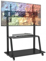 Stand TV pentru prezentare mobil multifuncțional baza dreptunghiulară cu roți 55 - 100 inch reglabil înălțime Negru