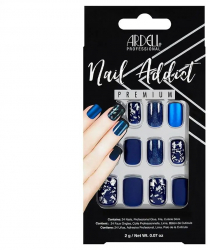 Set Unghii false 24 buc + Adeziv + Pila 1 buc + Stick pentru cuticule 1 buc Ardell Nail Addict matte blue 