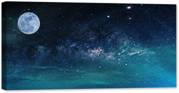 Tablou luminos in intuneric GlowforHome Peisaj cu Galaxia Calea Lactee 120 cm x 60 cm 