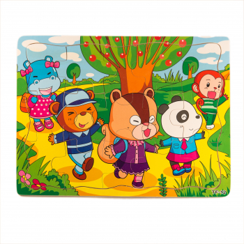 Puzzle din lemn - in drum spre scoala 7Toys 