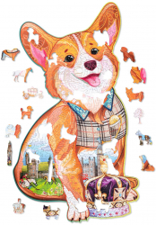 Puzzle 2D Colorat Corgi Wood Trick 210 piese 7 cristale Swarovski 