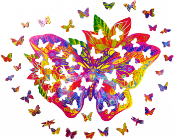 Puzzle 2D Colorat Fluture Wood Trick 170 piese 