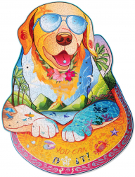 Puzzle 2D Colorat Labrador Wood Trick 280 piese 7 cristale 