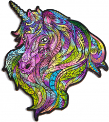 Puzzle mini 2D Colorat Unicorn Mov Wood Trick 21 piese 