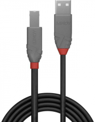 Cablu periferice LINDY Anthra USB 2.0 Male tip A - USB 2.0 Male tip B 2m negru-gri 