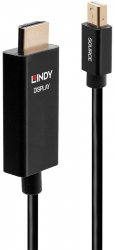Cablu video LINDY Mini DisplayPort v1.2 Male - HDMI v2.0 Male 2m negru 