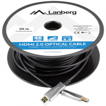 Cablu video Lanberg HDMI Male - HDMI Male v2.0 20m negru-argintiu 