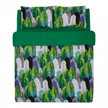 Lenjerie de pat dublu 4 piese bumbac 100 132 TC model Zan multicolor 