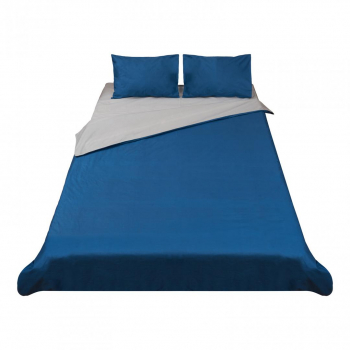 Lenjerie de pat dublu 4 piese bumbac 100 144 TC model Blu multicolor 