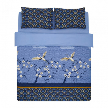 Lenjerie de pat dublu 4 piese bumbac 100 144 TC model Mai multicolor 