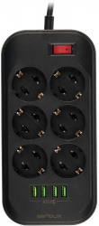 Priza/prelungitor Serioux SRX-PS66B 6x Schuko 4x USB 