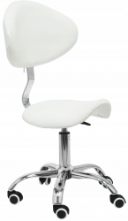 Taburet cosmetic scaun cu spatar culoare alba 