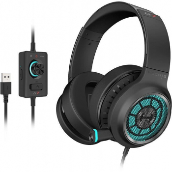 CASTI Edifier cu fir gaming utilizare multimedia microfon pe casca detasabil conectare prin USB 2.0 negru G7-BK 
