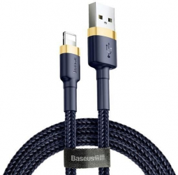 Cablu Compatibil cu iPhone Lightning 8 Pini 1M 2.4A - Baseus Cafule CALKLF-BV3 Blue/Gold 