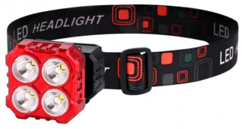 Lanterna de cap reincarcabila cu 4 led-uri Culoare - rosu Set - 10 buc 