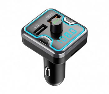 Modulator FM Techstar® T45Q Wireless Bluetooth 5.0 Microfon Integrat Quick Charge 3.0 Slot MicroSD Ambi 