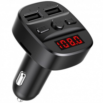 Modulator FM Techstar® T60 Wireless Bluetooth 5.0 FM Transmitator Voltaj Baterie 2 x USB Slot MicroSD 