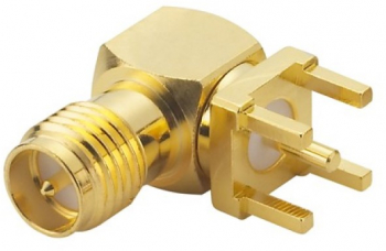 Conector RF RP-SMA mama pentru PCB 90 grade 