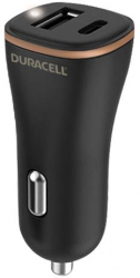 Incarcator auto Duracell DR6026A dual USB-A + USB-C PD 27W Black