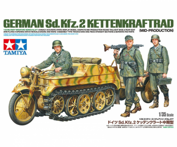 Kit de construit motocicleta militara KETTENKRAD cu 3 figurine / Lungime 14 cm / Scara 1 35 / 14+ 