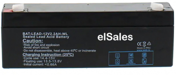Acumulator Plumb-Acid elSales ELS-12V2.2A 12 Volti 2.2 Amperi pentru UPS-uri back-up PC jucarii boxe portabile echipamente electrice negru 