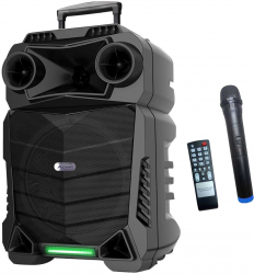 Boxa Portabila 50 W Difuzor 8 inch - 20 cm Microfon Fara Fir Telecomanda Bluetooth Lumini LED Cititor USB Card 