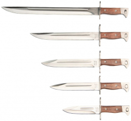 Set 5 cutite de vanatoare IdeallStore® Ak Undercover otel inoxidabil maro teaca inclusa