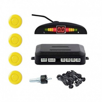 Set Senzori Parcare Auto Detector Parktronic Display Radar Monitor 4 Senzori Galben 