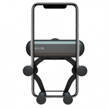 Suport auto Telefon tip Gravity Prindere in 5 Puncte Fara Magnet Metalic Negru 