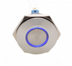 Buton prin Apasare Metalic cu Diametru 30mm elSales ELS-GQ30 Led Albastru Tensiune Alimentare 24 V Argintiu 