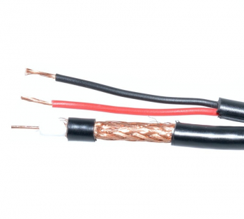 Cablu coaxial RG6U Cupru + alimentare 2 x 0.5 mm elSales ELS-CCX pentru echipamente video 1 metru negru 