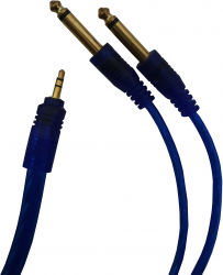 Cablu Jack 3.5 mm Tata Cu Doua Jack 6.3 mm Tata lungime 5 metri albastru elSales 