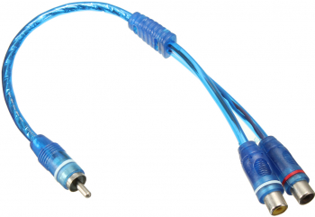 Cablu RCA Tata - 2 RCA Mama 10 cm Premium Quality Albastru 