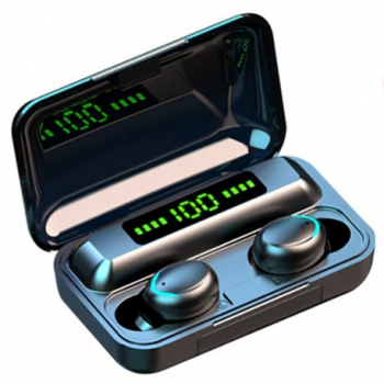 Casti F9 Smart Techstar® Wireless Bluetooth V5.0 SplashResistent Touch iOS 1200mAh Android Negru 