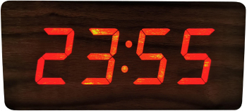 Ceas de birou elSales Wood Design LED rosu afisare temperatura data alarma culoare lemn maro 