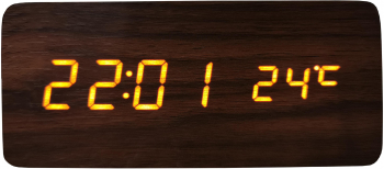 Ceas de masa elSales ELS-1574 afisaj LED galben temperatura data format ora 24 h lemn maro 