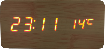 Ceas de masa elSales ELS-1574 afisaj LED rosu temperatura data format ora 24 h lemn deschis 