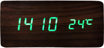 Ceas de masa elSales ELS-1574 afisaj LED verde temperatura data format ora 24 h lemn maro 