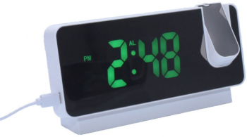 Ceas digital cu LED verde si proiectie elSales ELS-S282A termometru calendar carcasa alba 