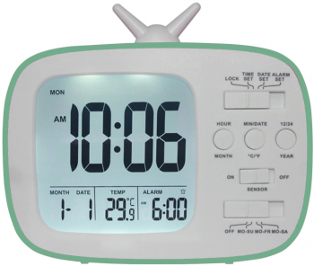 Ceas digital de masa elSales Retro TV afisaj 12/24 h termometru verde 