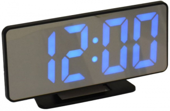 Ceas electronic cu afisaj digital cu LED albastru elSales ELS-888 forma mini TV cu alarma negru 