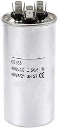 Condensator din Aluminiu ELS-CBB65-25 Tensiune 370 V 25 uF Forma Cilindru Argintiu 