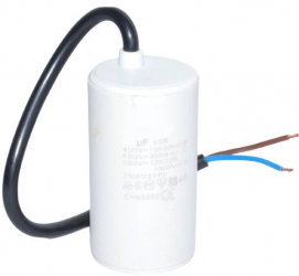 Condensator Pornire Motor cu Fire elSales ELS-CBB60-705F Tensiune 450 V 7 5 uf 2 Fire Forma Cilindru Alb 