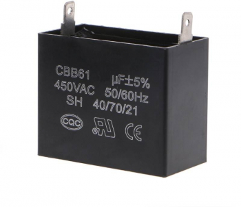 Condensator Pornire Motor elSales CBB61-2C-205 Putere 2 5 uf Tensiune 450 V 2 Pini Forma Dreptunghi Negru 