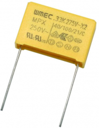 Condensator pornire motor elSales CBB61-2C putere 0 22 uf tensiune 275 V 2 Pini forma dreptunghi galben 