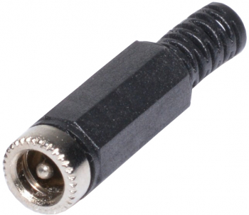 Conector alimentare mama DC 2.1 mm elSales ELS-CAM pentru montat pe fir negru 