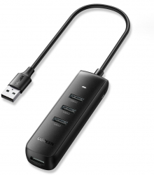 Hub Extern 4 in 1 Ugreen 4 x USB Type A 3.0 12 V Viteza Transfer 5GB/s Lungime Cablu 25 cm Negru 