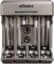 Incarcator elSales ELS-636 pentru 4 acumulatori R3 R6 9V argintiu 