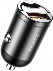 Incarcator rapid ascuns Baseus pentru masina cu 1 Port USB 30W PowerDelivery 3.0 QuickCharge 4.0 gri
